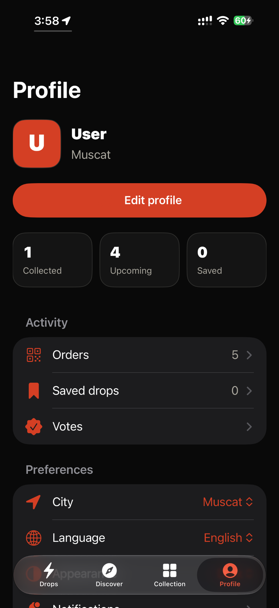 RSHFA profile screen